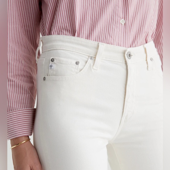 AG Adriano Goldschmied Jeans White Denim The Mari High Rise Straight EUC Sz 25R - Picture 5 of 14